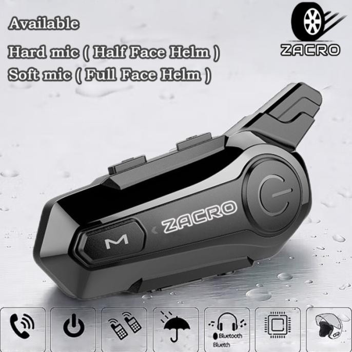 ZACRO E1 Intercom helm Bluetooth 5.0 FM Radio intercom dua arah