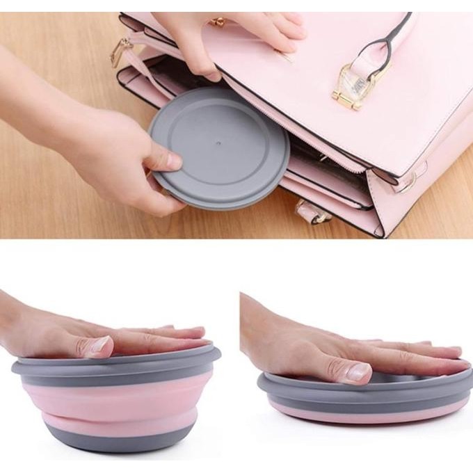 Siap Kirim 3 Pcs Mangkok Piring Lipat Silikon Camping Outdoor Travel Foldable
