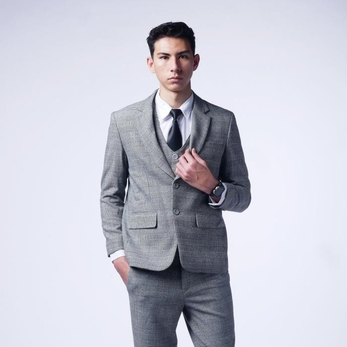 Mubeng Elegant Jas Slimfit Plaid Grey