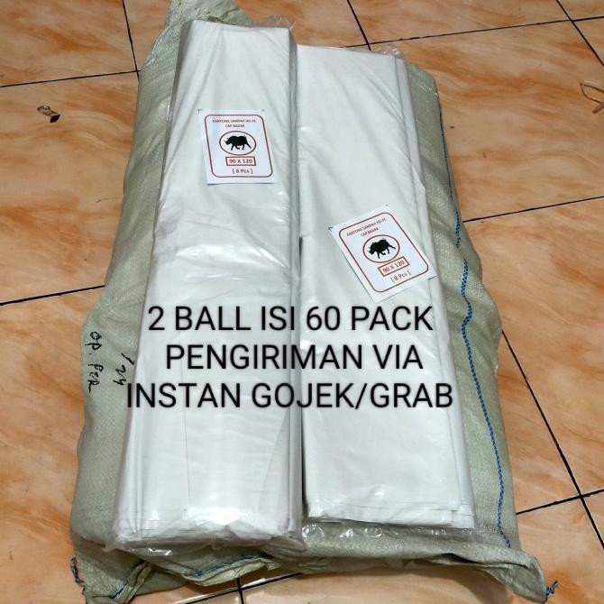 plastik sampah putih susu UK 90x120  TRASH BAG KANTONG PLASTIK ( 2 BALL ISI 60 PACK)
