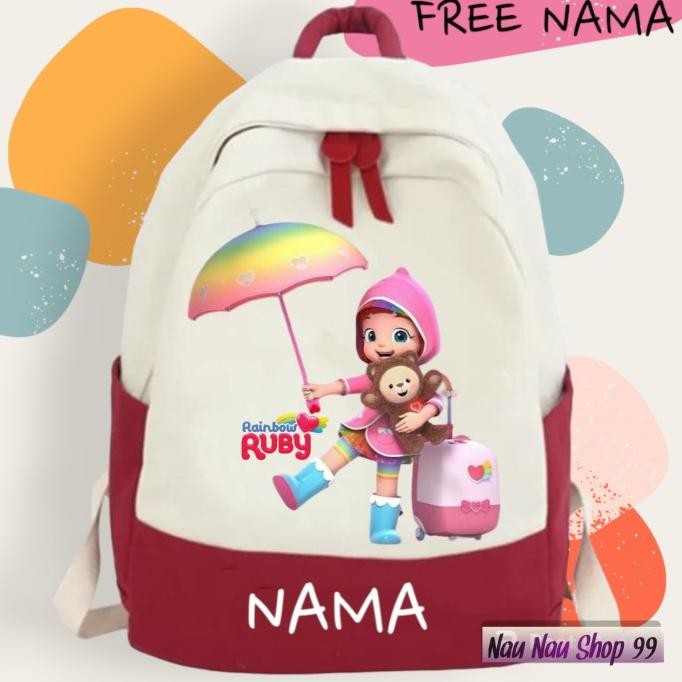 (FREE NAMA) TAS RANSEL ANAK RAINBOW RUBY