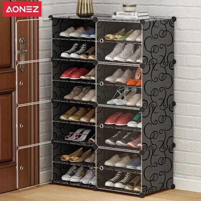 Aonez Lemari Sepatu 2 Baris Dan 8 Lapis, Lemari Sepatu Plastik