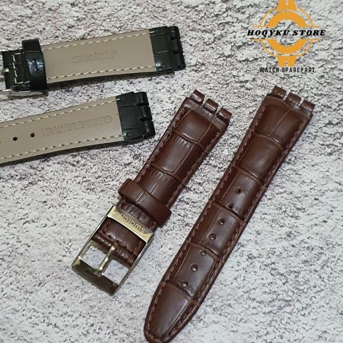 Strap Tali Jam Tangan Swatch Kulit 17mm 19mm 21mm Swatch Leather Strap