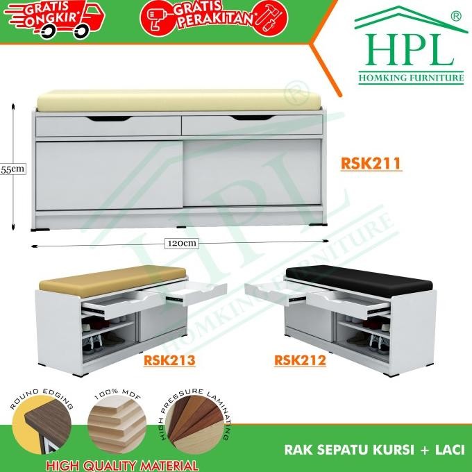 Rak Sepatu Kursi + Laci Hpl Rsp02