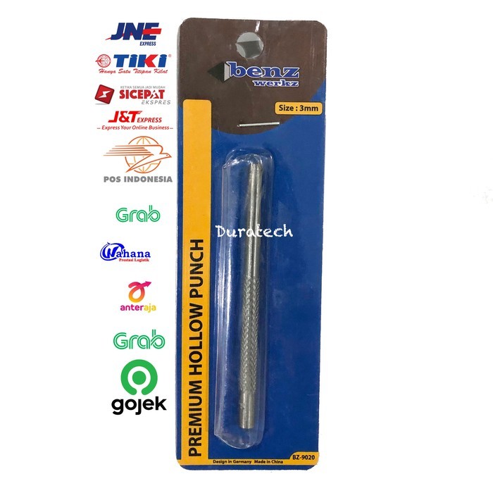 Plong pembuat lobang 3mm / Plong hollow punch pukul / Pembolong plat kulit kertas plastik Benz