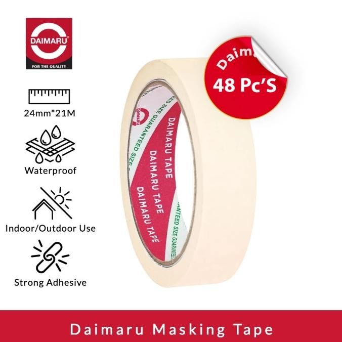 

Terlaris Daimaru Masking Tape Lakban Kertas 1 Inch 24Mm X 21M - 48 Pcs / Solasi Kertas Serbaguna Ready Stok