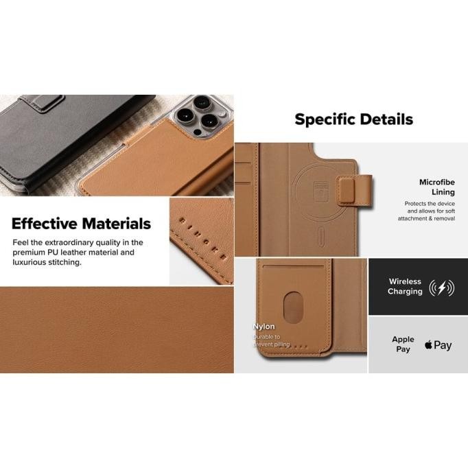 

Terlaris Ringke Iphone 16 Pro / 16 / 15 Pro / 15 / 14 Pro / 14 / 13 Pro / 13 Folio Wallet Magnetic Brown Case Kulit Casing Buku Book Standing Ready Stok