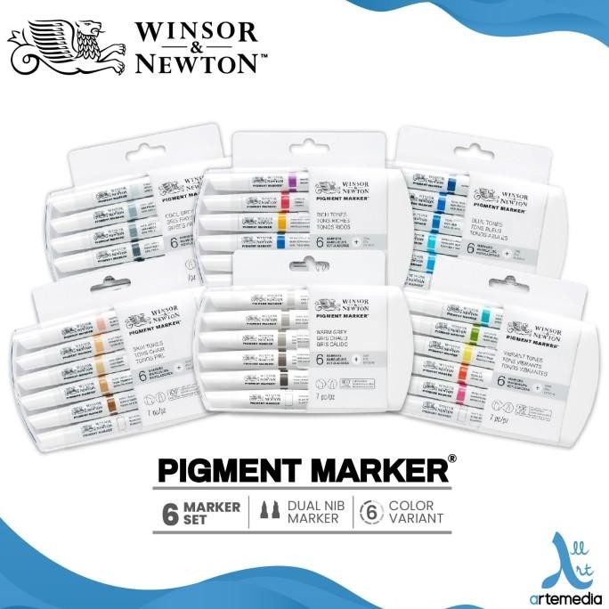 

Marker Winsor & Newton Dual Nib Pigment Marker Set 6 Spidol Warna Termurah