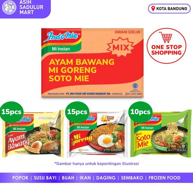

Terlaris Indomie Mix 1 Dus Mie Ayam Bawang | Mi Goreng | Soto (40 Bks) Bandung Ready Stok
