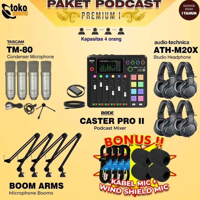 Paket Podcast Premium 4 Org - Rodecaster Pro Mixer - Tascam Microphone