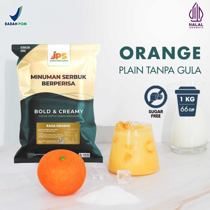 

BARU BUBUK MINUMAN JERUK/ORANGE PLAIN POWDER JPS TANPA GULA