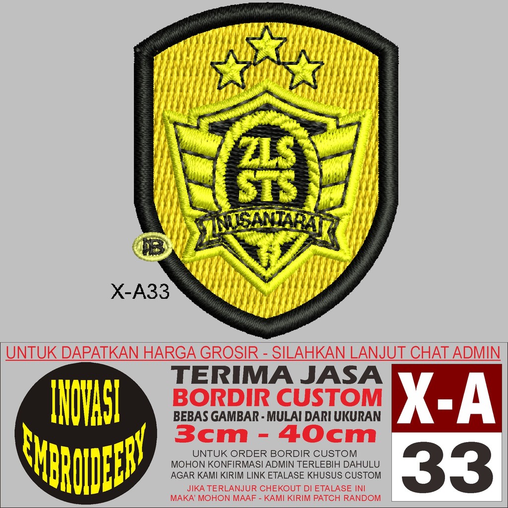 PATCH BORDIR X-A33 LOGO  ZLS STS NUSANTARA   - INOVASI EMBROIDEY TESTIMONI
