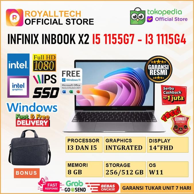 Laptop Promo Infinix Inbook X2 I5 1155G7 I3 1115G4 8Gb 512Gb W11 14.0Fhd