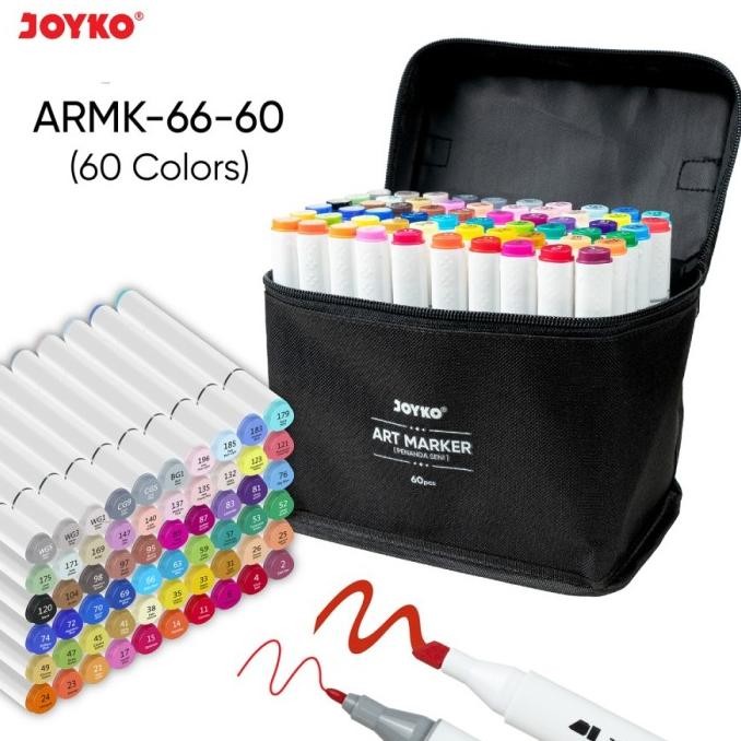 

Spidol Joyko Art Sketch Marker Dual Tip (Bullet & Chisel) 60 Colors Termurah