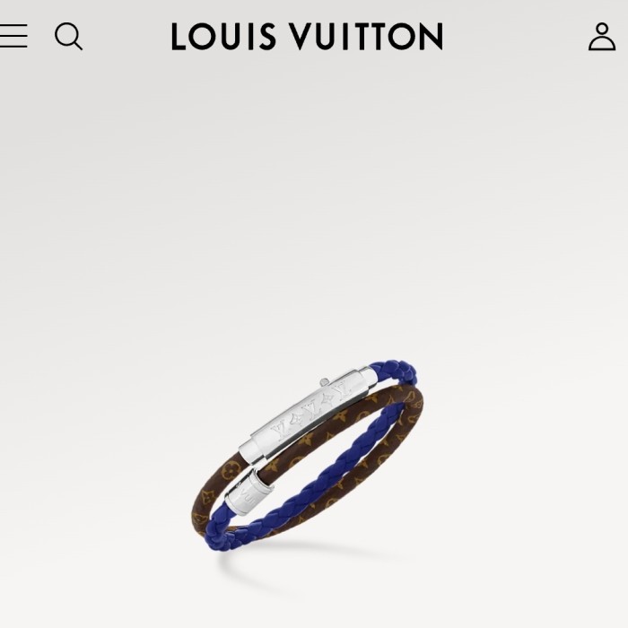 Gelang pria man Bracelet LV Louis Vuitton Monogram double spin indigo blue