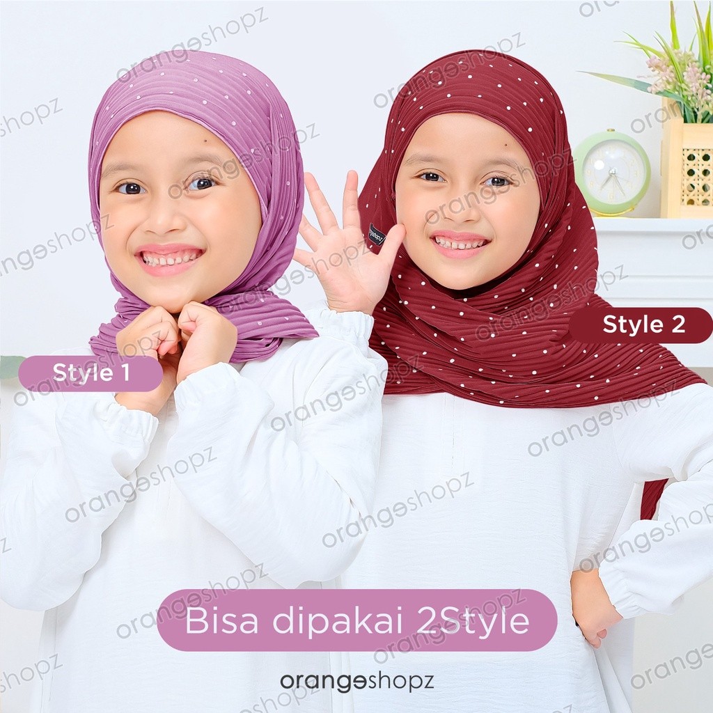 Pashmina Inner Plisket Polkadot Anak