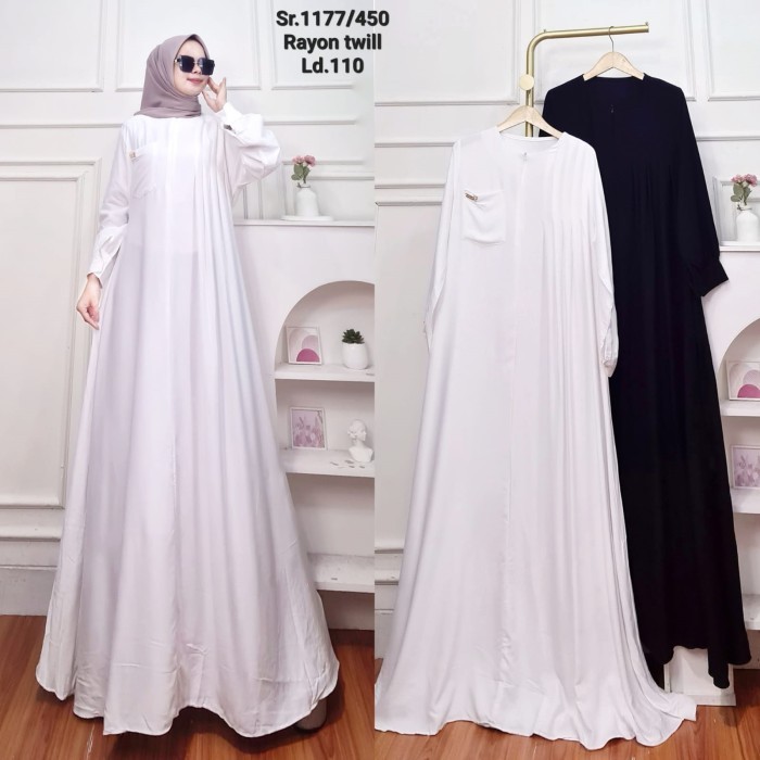 Murah Gamis Putih Wanita Polos Katun Rayon Twill Adem