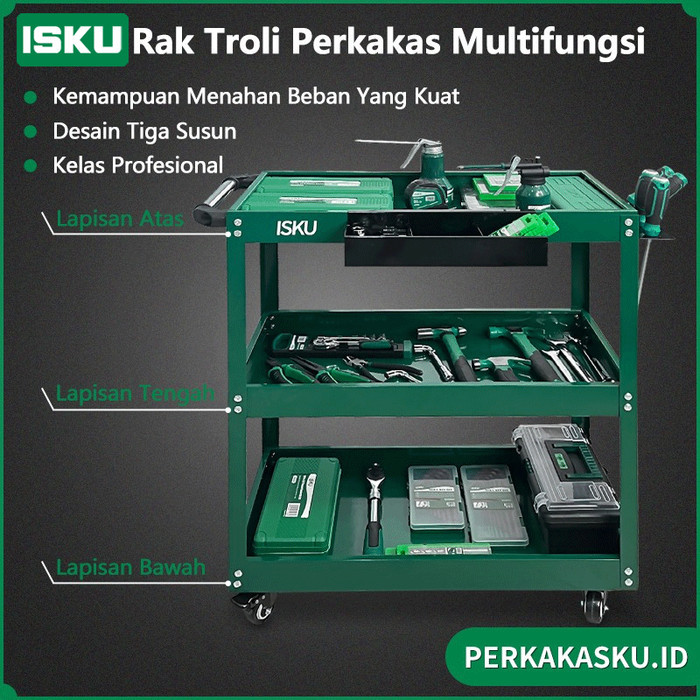 PROMO ISKU Alat Perkakas Trolly/Trolly Bengkel Rak 3 Susun Trolly Trolley Perkakas Tools Borongan