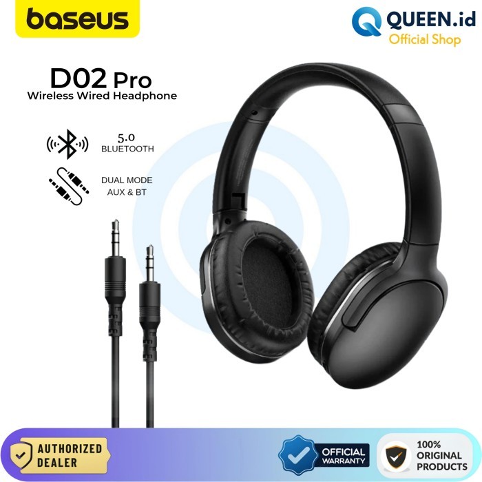 Baseus D02 Pro Headset Wireless Bluetooth - Wired Aux Stereo Headphone