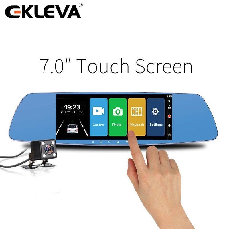 Ekleva Kaca Spion Belakang Layar Sentuh 7 Inci Kamera Mobil Kamera Dasbor DVR 7" Kamera Depan Dan Be