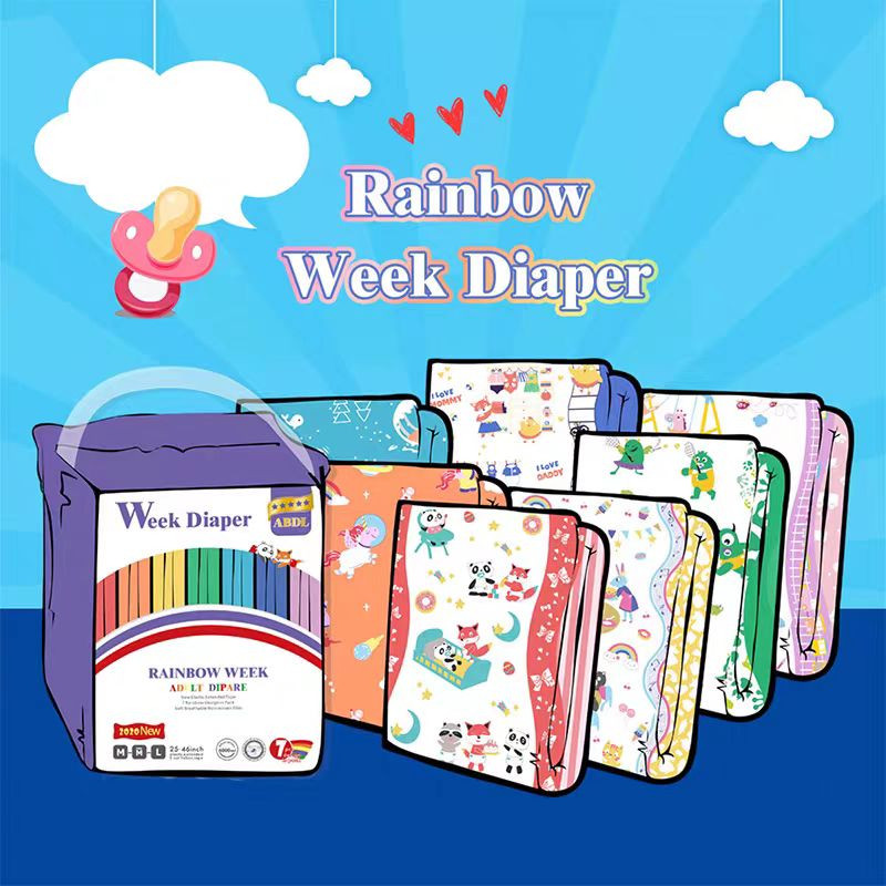 Popok Lucu Ukuran Bebas ABDL Rainbow M/L Mingguan 7 pcs |er1gJEQZ|