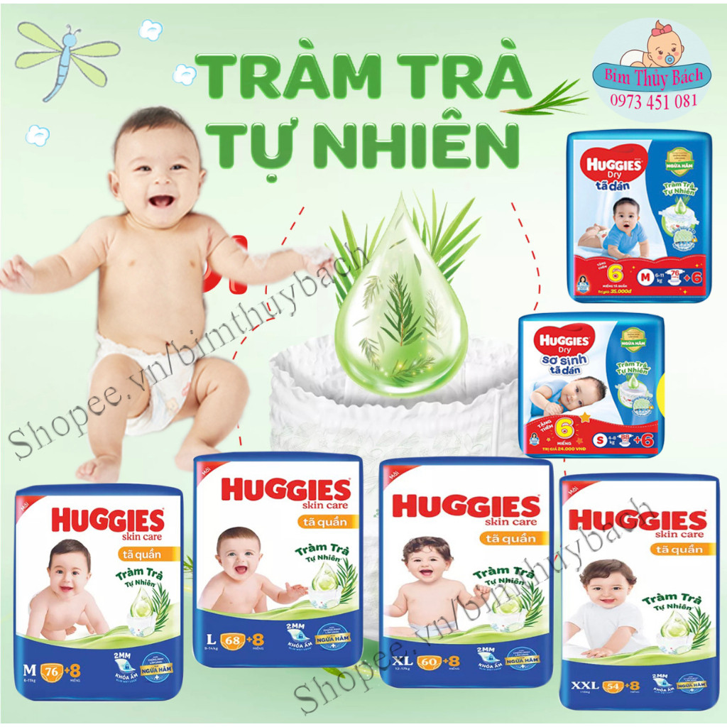 Popok Huggies, celana/stiker, semua ukuran M74/L68/XL62/XXL56, model tea tree baru |JvRaE4pu|