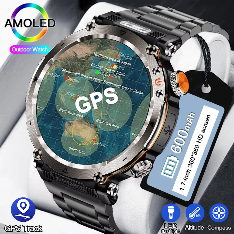 Untuk Huawei Xiaomi 2024 Jam Tangan Pintar Pria Baru Lampu LED 600mAh Kompas Panggilan Bluetooth Pem