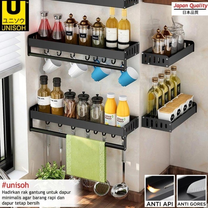 Unisoh Rak Dapur Gantung Rak Aluminium Rak Dapur Serbaguna