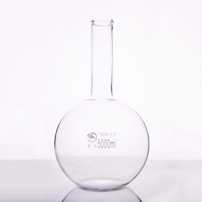 SHUNIU BOILING FLASK FLAT BOTTOM LONG NARROW NECK 5000ML LONG NECK FLASK WITH NORMAL MOUTH