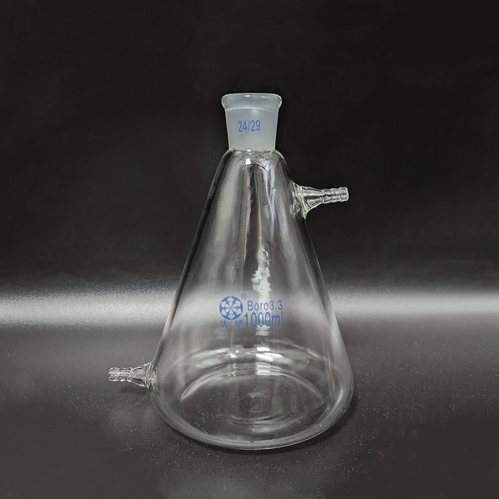FILTERING FLASK WITH SIDE TUBULATURE 1000ML 24/29TRIANGLE FLASK WITH UPPER AND BOTTOM SIDE TUBEFILTE