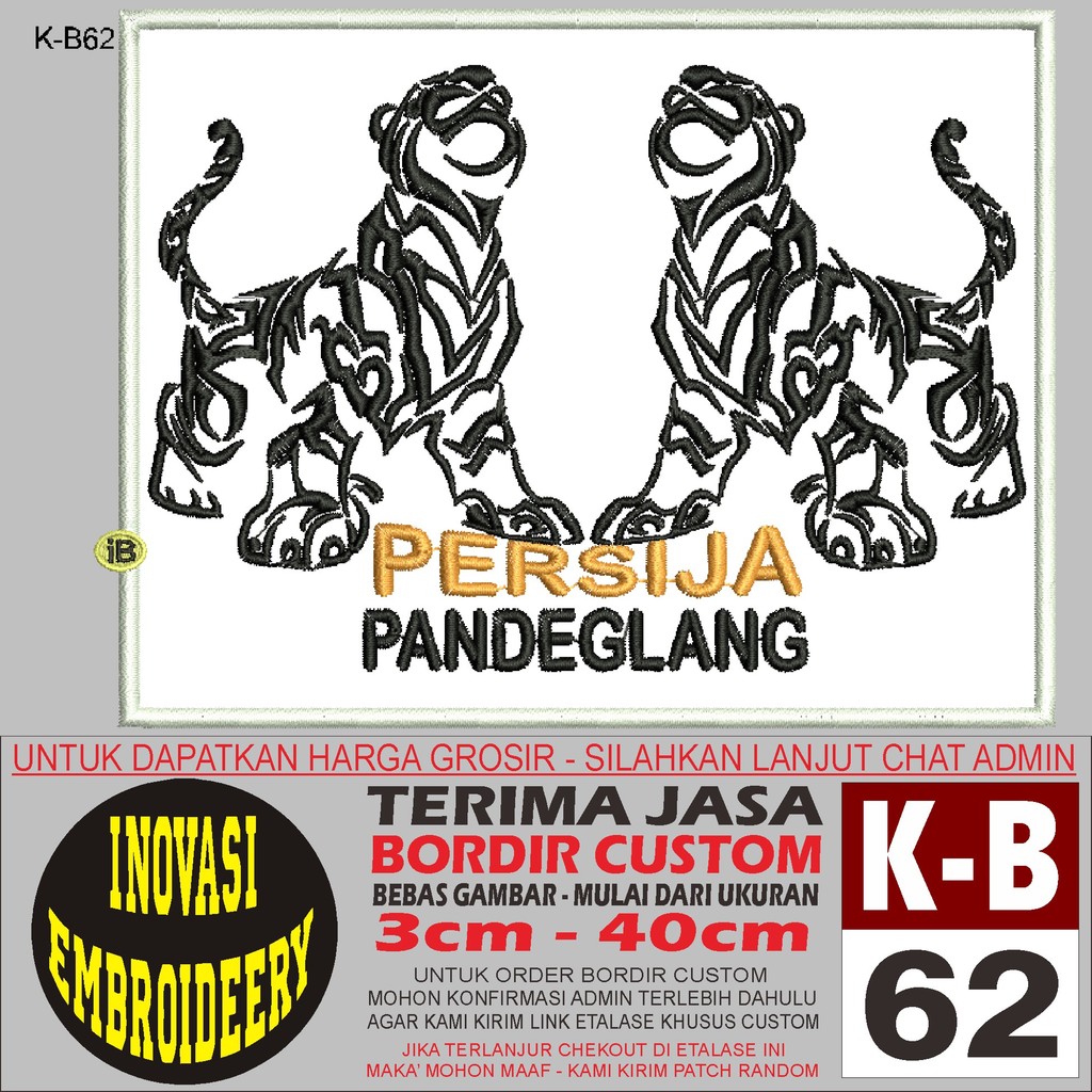 PATCH BORDIR LOGO K-B62 PERSIJA PANDEGLANG- INOVASI EMBROIDERY TESTIMONI