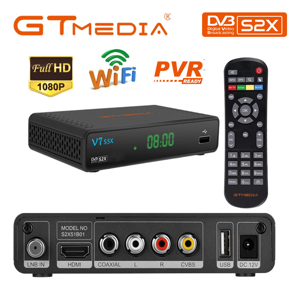GTMEDIA V7S5X Satellite TV Receiver DVB-S2X/S2/S Full HD 1080P H.265 Set-top Box With USB Wifi