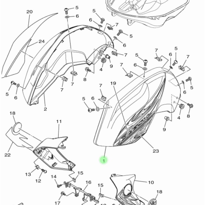 Cover Bawah Tangki Samping Kiri Putih Yamaha Byson Ori 45P-F4129-00-P5 Terbaru
