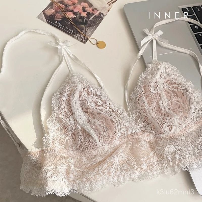 Ultra-Thin French Style Bra for Women, Pure Desire Style, Sexy Lace, No Underwire, Small Chest Trian