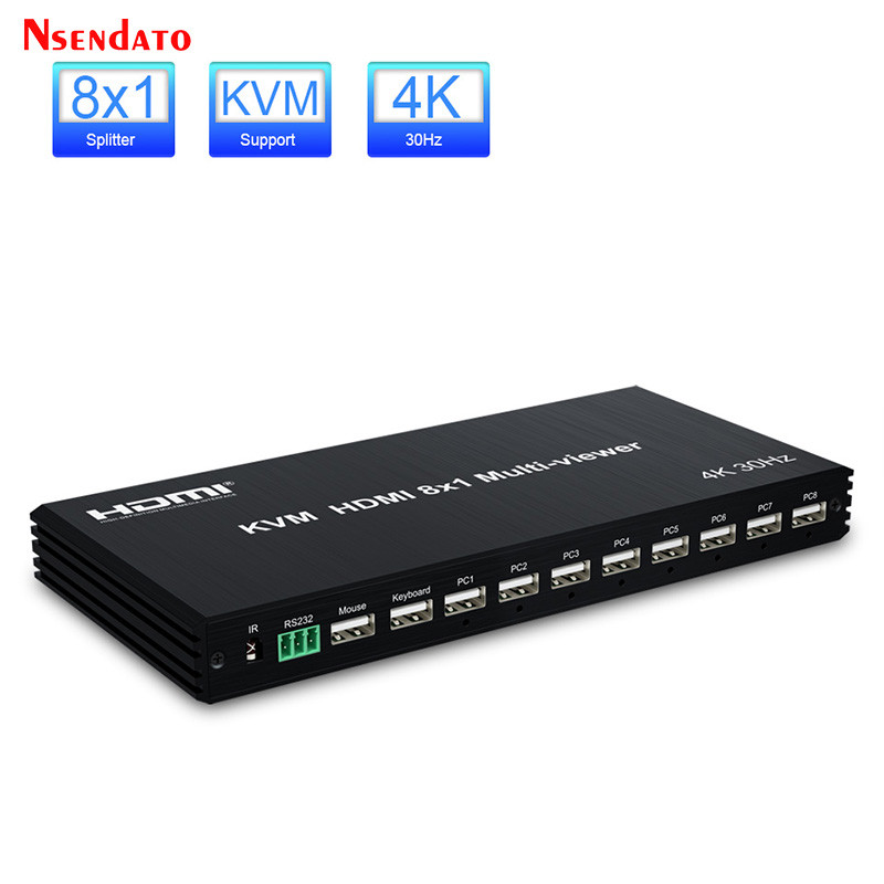 ADTNETWORK 4K HDMI 8x1 KVM Multi-viewer Seamless Switch 8 CH Multiplexer Multi Screen Viewer 8x1 KVM