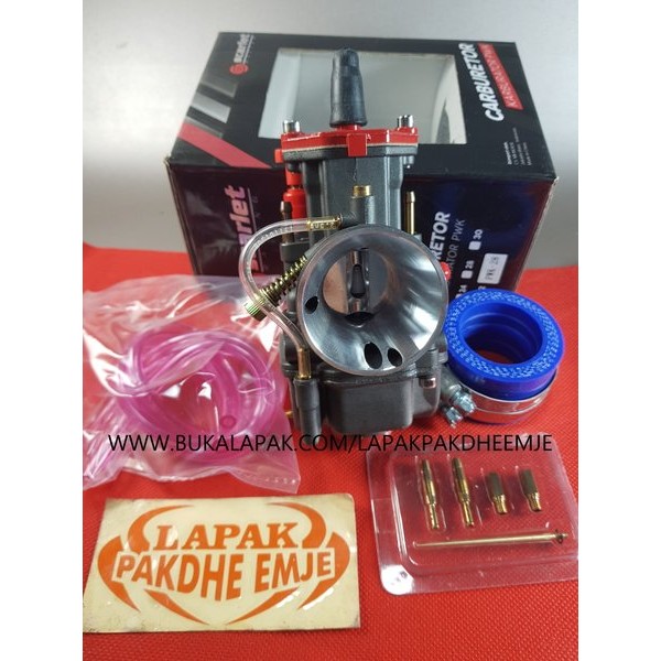 Carbu Pwk 28 Scarlet Original Black With Powerjet Bonus Pilotjet Mainjet Jarum Manfold Karbu Pwk 28 