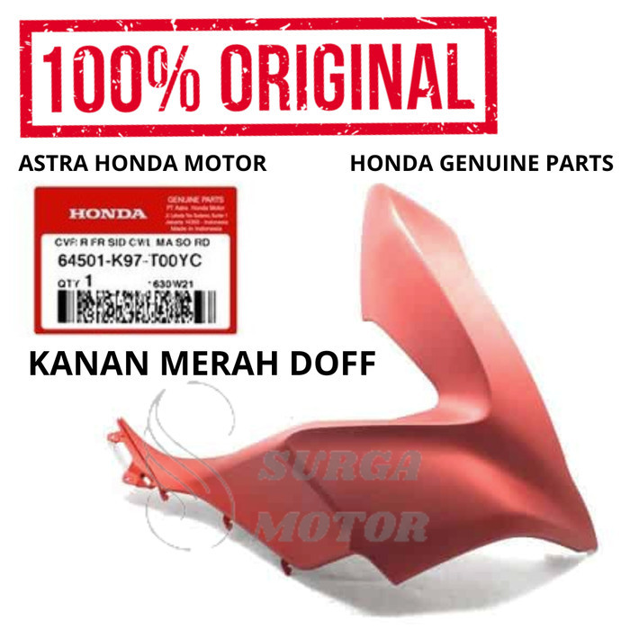 Cover Sayap Depan Kanan Merah Doff Pcx 150 K97 Original Honda Ahm 64501-K97-T00Yc Kover Right Front 