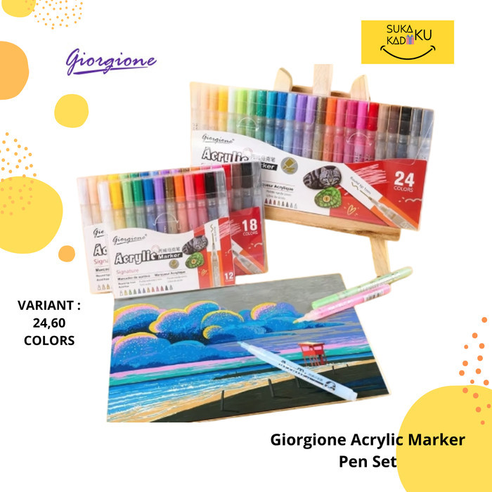 

GIORGIONE Acrylic Marker Pen Paint Set 24/60 Colors Spidol Akrilik Warna
