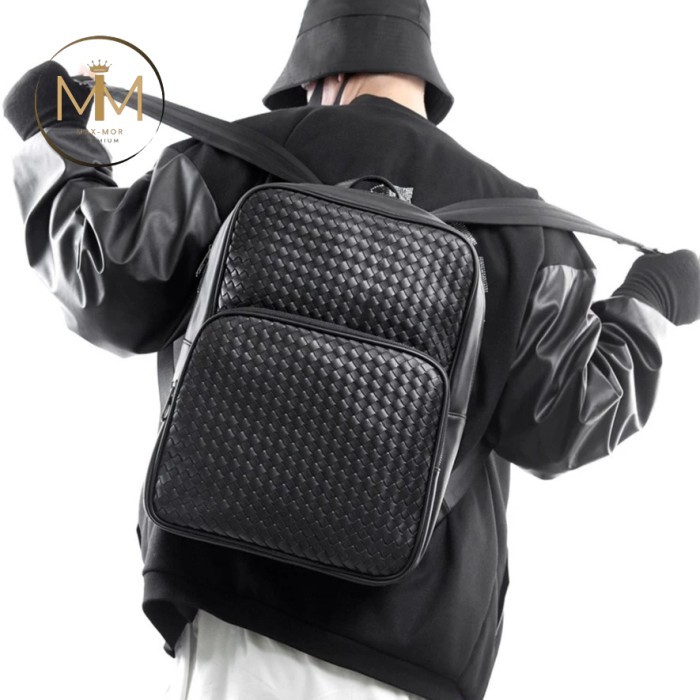 

TERLARIS [MAX-MOR] M079 TAS RANSEL KULIT PRIA ANYAMAN TAS KULIT PRIA BACKPACK KULIT PRIA BLACK