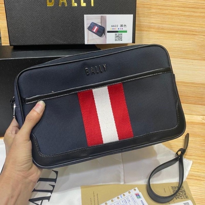 

TERLARIS BALLY MEN CALIROS CLUTCH BAG BLACK STRIPE - ORIGINAL 100% MURAH!!! MURAH