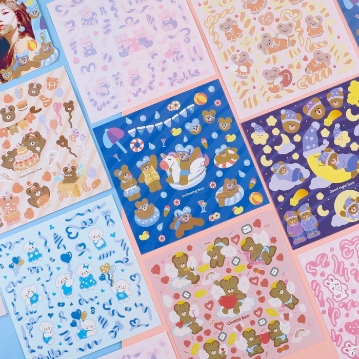 Sticker Bear Stiker Lucu Anak Beruang Teddy Gwiyeo Cute Deco 099