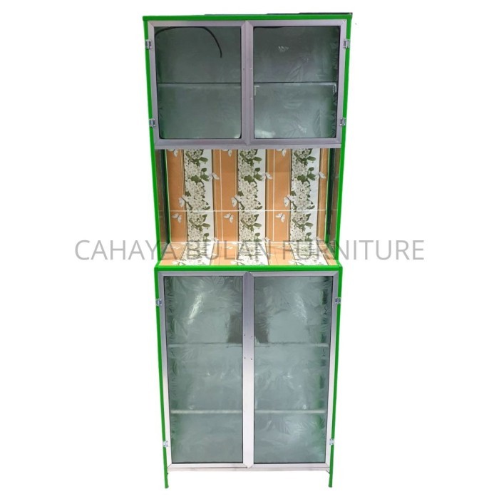 Rak Piring Kaca Aluminium 2 Pintu Mini