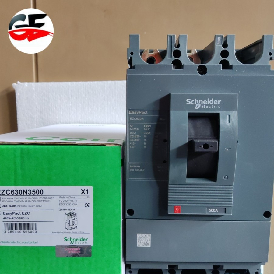 mccb Schneider ezc630n 500a 3phase breaker Schneider ezc 630 n 500 a