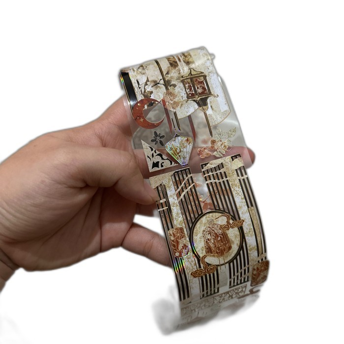 

Promo Washi Tape Selotip Glitter Bahan Metalic Motif Mix 2 Packing Aman