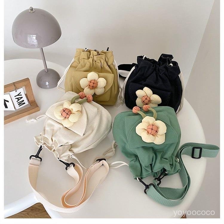 Tas Selempang Kanvas Tas Selempang Korea Seratus Mini Ember Serut Tas Kecil di dalam Tas Tas Kain Lu
