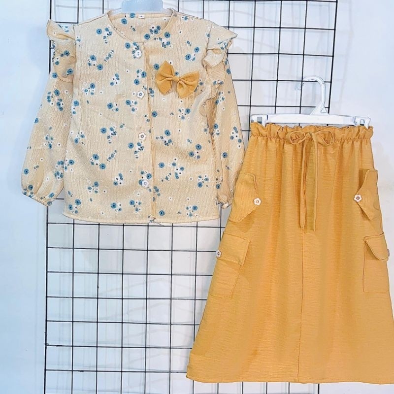 Set Bju Muslim Atasan Bawahan Anak Umur 3-14 Tahun Oneset Remaja Wanita Cewek Lucu Kondangan Keluara