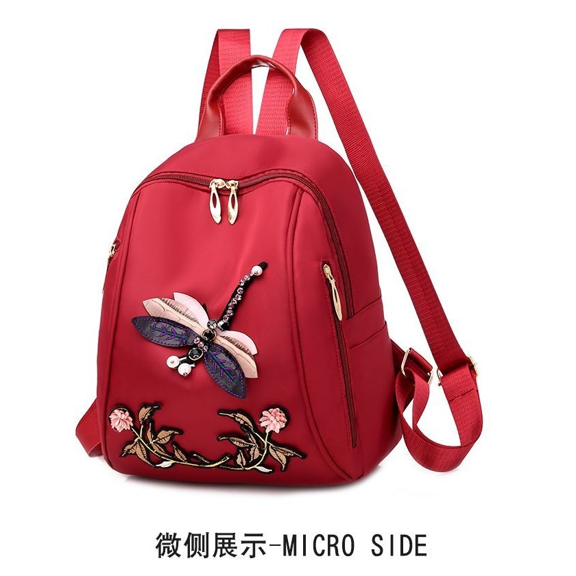 Tas Ransel Gaya Cina2024Tas Sekolah Wanita Modern Baru dengan Sulaman