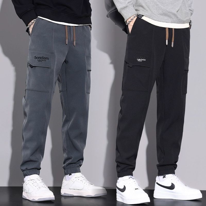 Celana Santai Pria Harem Olahraga Longgar Multi-Pocket Jogger Cargo Pants