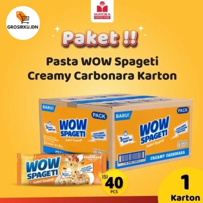 

TERLARIS! PASTA WOW SPAGETI CREAMY CARBONARA - 1 DUS (ISI 40 PCS)