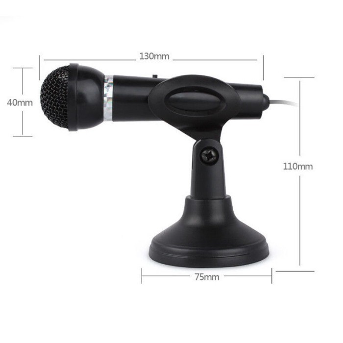 Paling Baik 3.5Mm Small Mic Microphone Chat Pc Laptop Dekstop + Stand + On/Off